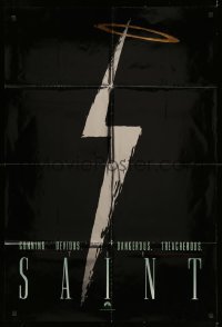 2p747 SAINT foil teaser 1sh '97 Val Kilmer, Elisabeth Shue, cool silver lightning bolt design!