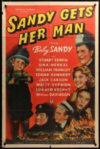 2p749 SANDY GETS HER MAN 1sh '40 wacky image of Baby Sandy as firefighter!