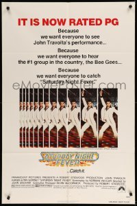 2p752 SATURDAY NIGHT FEVER 1sh R1979 disco, John Travolta & Karen Lynn Gorney, it is now rated PG!