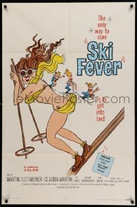 2p783 SKI FEVER 1sh '68 Curt Siodmak directed, Martin Milner, sexy art of bikini clad skier!