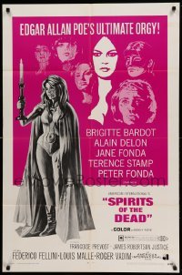 2p795 SPIRITS OF THE DEAD 1sh '69 Federico Fellini, Reynold Brown artwork of sexy Jane Fonda!