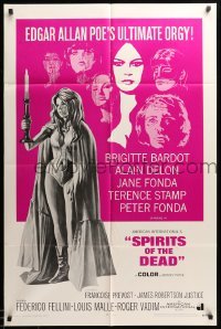 2p796 SPIRITS OF THE DEAD int'l 1sh '69 Federico Fellini, Reynold Brown artwork of sexy Jane Fonda!