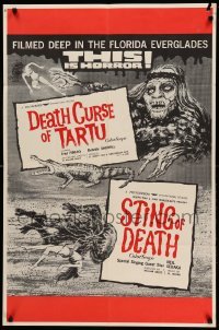 2p809 STING OF DEATH/DEATH CURSE OF TARTU 1sh '60s wacky horror sci-fi from Florida!