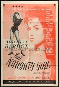 2p861 THAT NAUGHTY GIRL 1sh '58 full-length and super close images of sexy Brigitte Bardot!