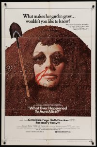 2p959 WHAT EVER HAPPENED TO AUNT ALICE? 1sh '69 creepy close up of woman buried up to her face!