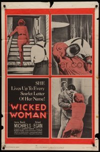 2p968 WICKED WOMAN 1sh '53 bad girl Beverly Michaels lives up to her name, Richard Egan!