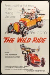 2p971 WILD RIDE 1sh '60 from roaring hot rods to the racing big time, cool artwork!