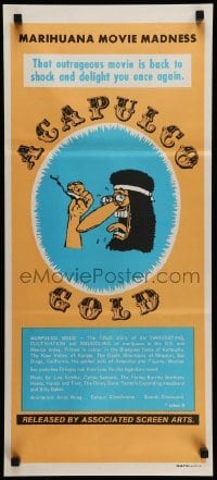 2r778 ACAPULCO GOLD Aust daybill R80s marijuana movie madness, Freak Brothers cartoon art!