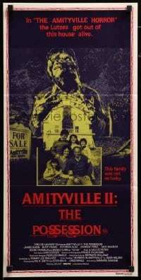 2r785 AMITYVILLE II Aust daybill '83 The Possession, creepy horror image!