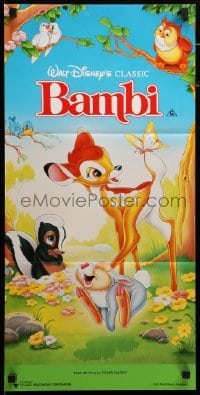 2r791 BAMBI Aust daybill R91 Walt Disney cartoon deer classic, great art with Thumper & Flower!