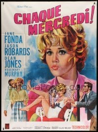 2s621 ANY WEDNESDAY French 1p '66 different artwork of sexy Jane Fonda by Jean Mascii!