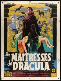 2s651 BRIDES OF DRACULA French 1p R60s Terence Fisher, Hammer horror, cool Koutachy vampire art!