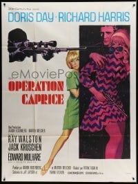 2s658 CAPRICE French 1p '67 Grinsson art of Doris Day, Richard Harris & sniper, Operation Caprice