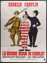 2s661 CHAPLIN REVUE French 1p R73 Charlie comedy compilation, great artwork by Leo Kouper!