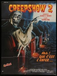 2s675 CREEPSHOW 2 French 1p '87 Tom Savini, great Winters artwork of skeleton Creep in theater!
