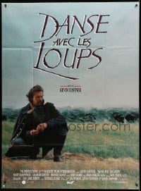 2s680 DANCES WITH WOLVES French 1p '91 dififerent image of Kevin Costner & herd of buffalo!