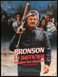 2s692 DEATH WISH 4 French 1p '87 cool close up image of Charles Bronson w/assault rifle!