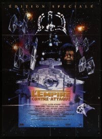 2s711 EMPIRE STRIKES BACK French 1p R97 George Lucas, cool art by Drew Struzan!