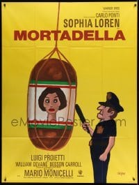 2s803 LADY LIBERTY French 1p '72 great wacky different art of Sophia Loren & cop by Savignac!