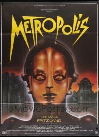 2s828 METROPOLIS French 1p R84 Fritz Lang classic, Phillippe art of robot Brigitte Helm!