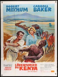 2s834 MISTER MOSES French 1p '65 Robert Mitchum & Carroll Baker are stealing Africa, Soubie art!
