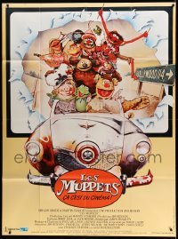 2s841 MUPPET MOVIE French 1p '80 Jim Henson, Drew Struzan art of Kermit the Frog & Miss Piggy!