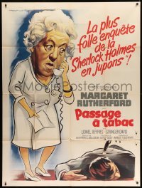 2s842 MURDER AHOY French 1p '64 Soubie art of Margaret Rutherford as Agatha Christie's Miss Marple!