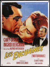 2s853 NOTORIOUS French 1p R2008 Roger Soubie art of Cary Grant & Ingrid Bergman, Hitchcock classic!