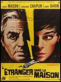 2s944 STRANGER IN THE HOUSE French 1p '68 cool different art of James Mason & Geraldine Chaplin!