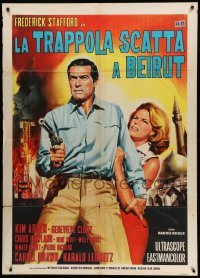 2s284 AGENT 505 DEATH TRAP BEIRUT Italian 1p '66 art of spy Frederick Stafford & Gisella Arden!