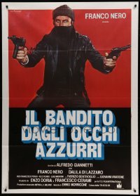 2s297 BLUE-EYED BANDIT Italian 1p '82 Tarantelli art of Franco Nero wearing all black with 2 guns!