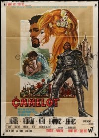 2s301 CAMELOT Italian 1p '68 Harris as King Arthur, Redgrave as Guenevere, different Casaro art!