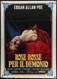 2s312 DEMONS OF THE MIND Italian 1p '72 Hammer, Piovano art of dead woman covered in red w/ rose!