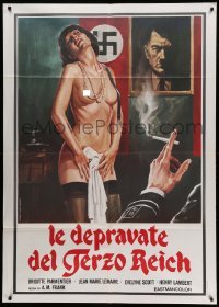2s320 EAST OF BERLIN Italian 1p '78 Jess Franco, art of depraved girl stripping for Nazi officer!