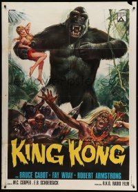 2s340 KING KONG Italian 1p R66 different Casaro art of the giant ape carrying sexy Fay Wray!