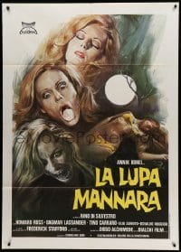 2s346 LEGEND OF THE WOLF WOMAN Italian 1p '77 La lupa mannara, sexy wild artwork of Wolf Woman!