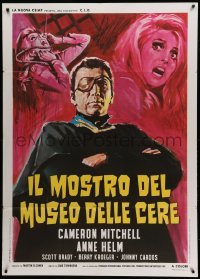 2s364 NIGHTMARE IN WAX Italian 1p '70 different art of Cameron Mitchell w/eyepatch & Anne Helm!