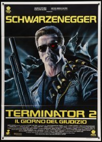 2s416 TERMINATOR 2 Italian 1p '91 cool different art of Arnold Schwarzenegger by Renato Casaro!