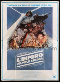 2s230 EMPIRE STRIKES BACK Italian 2p '80 George Lucas sci-fi classic, cool artwork by Tom Jung!