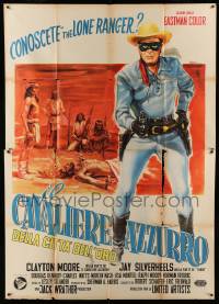 2s250 LONE RANGER & THE LOST CITY OF GOLD Italian 2p '60 Dosso art of masked hero Clayton Moore!