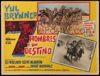 2s503 MAGNIFICENT SEVEN Mexican LC '61 Eli Wallach as Calvera leads men on horseback to village!