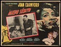 2s534 SUDDEN FEAR Mexican LC '52 great close up of Jack Palance giving Joan Crawford her medicine!