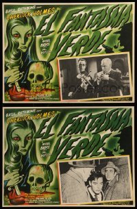2s594 WOMAN IN GREEN 2 Mexican LCs R50s Basil Rathbone as Sherlock Holmes, cool border art!