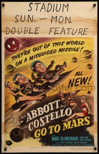 2s003 ABBOTT & COSTELLO GO TO MARS WC '53 art of wacky astronauts Bud & Lou in outer space!