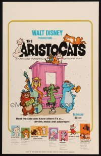 2s012 ARISTOCATS WC '71 Walt Disney feline jazz musical cartoon, great colorful image!