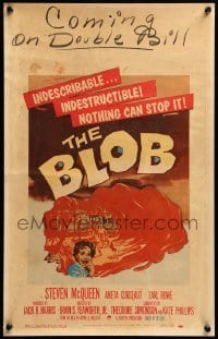 2s034 BLOB WC '58 Steve McQueen, cool art of the indescribable & indestructible monster, rare!