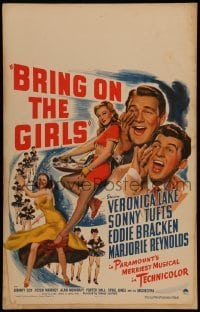 2s042 BRING ON THE GIRLS WC '44 sexy full-length Veronica Lake, Sonny Tufts, Eddie Bracken
