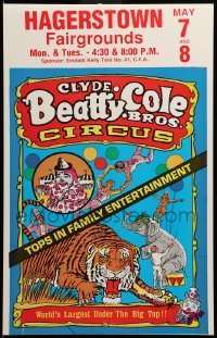 2s052 CLYDE BEATTY - COLE BROS CIRCUS circus WC '90 World's Largest Under The Big Top, cool art!