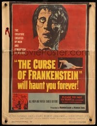 2s058 CURSE OF FRANKENSTEIN WC '57 Hammer, cool close up artwork of monster Christopher Lee!