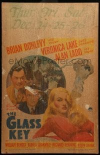 2s079 GLASS KEY WC '42 sexy Veronica Lake with peekaboo hair, Alan Ladd, different & ultra rare!